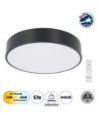 GLOBOSTAR® BURTON 61200-S Μοντέρνο Φωτιστικό Οροφής LED 67W 7370lm 120° AC 220-240V IP20 Ρυθμιζόμενο Λευκό CCT με Χειριστήριο από 2700K έως 6000K Dimmable - Lumileds SMD Chip - Μαύρο Ματ - Μ40 x Π40 x Υ8cm - 3 Χρόνια Εγγύηση